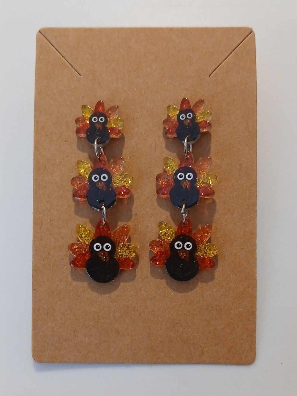 Fashion Jewelry Thanksgiving Turkey Dangle Earrings - Orange & Yellow